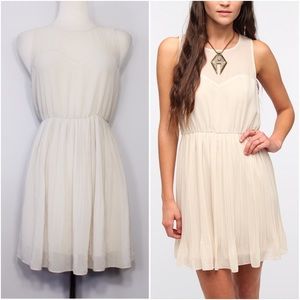 Urban Outfitters Ivory Gray Chiffon Pleated Dress